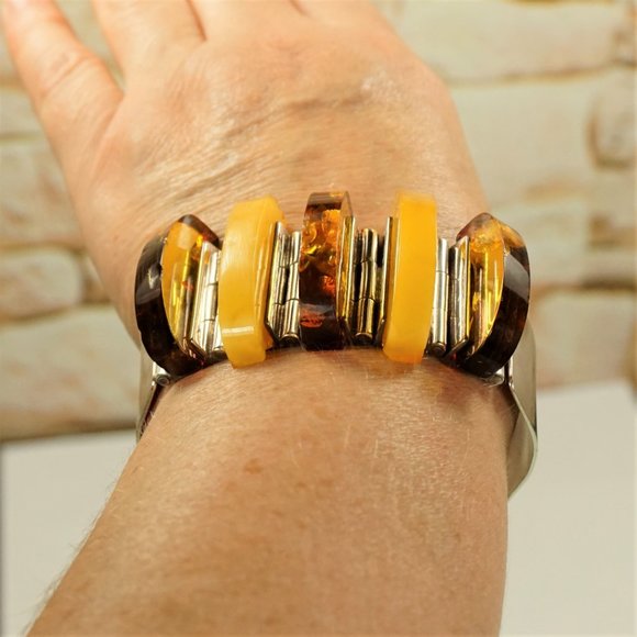 RARE BALTIC AMBER STERLING BRACELET By GLIWINSKI - Picture 15 of 16